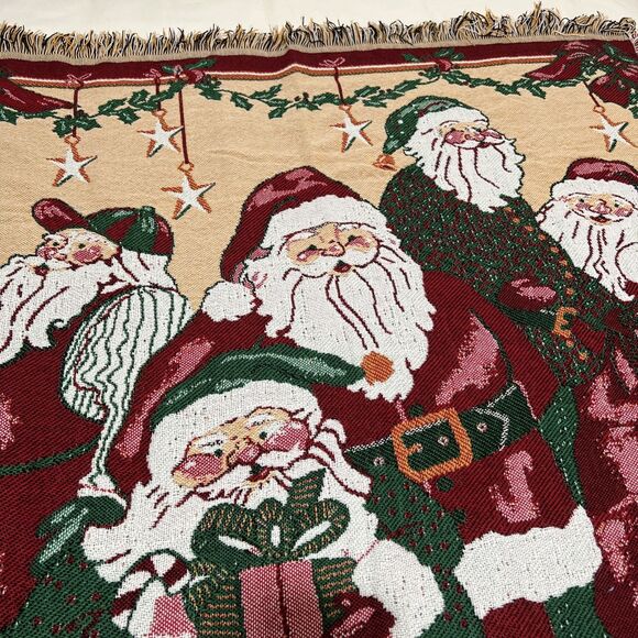 Beacon Christmas Santa Claus Tapestry Throw Blanket ~62x54" Made in USA - Picture 6 of 14